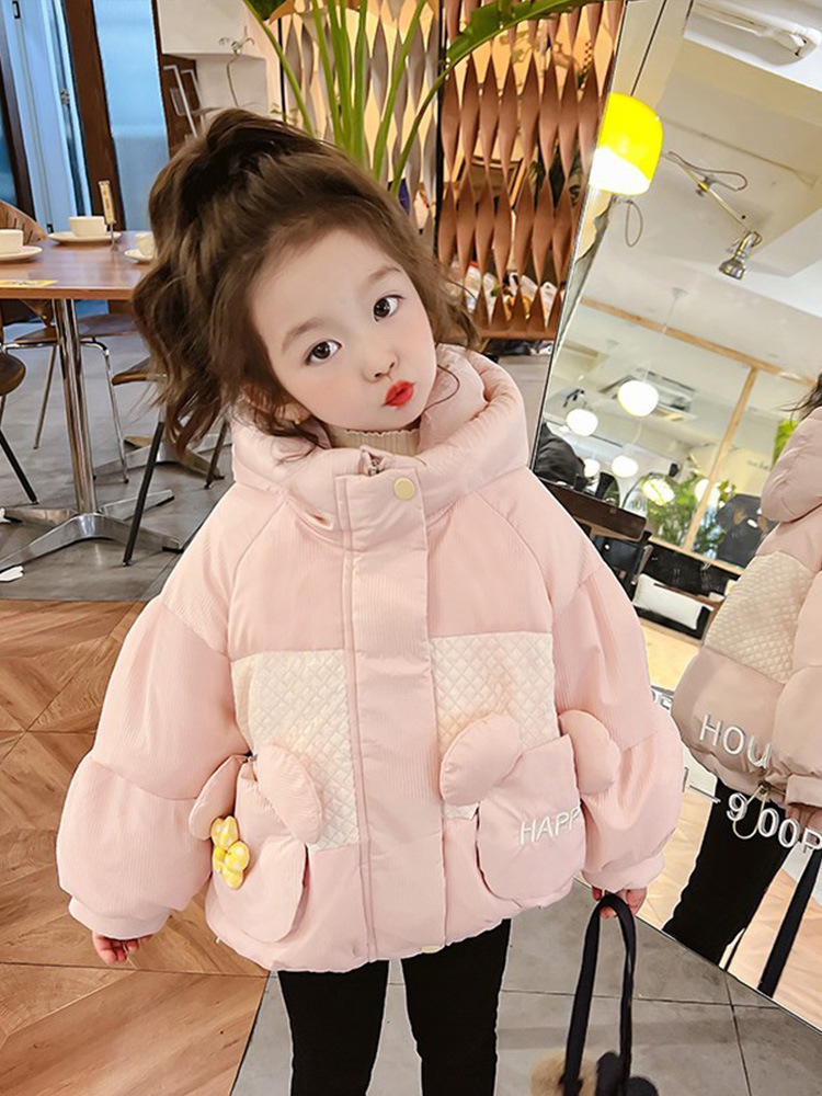 Girls'cotton-Padded Clothes 2023 New Winter Clothes Children's Cotton Wear Little Girl Cotton-Padded Jacket Fashionable Jacket Winter Baby down Jacket