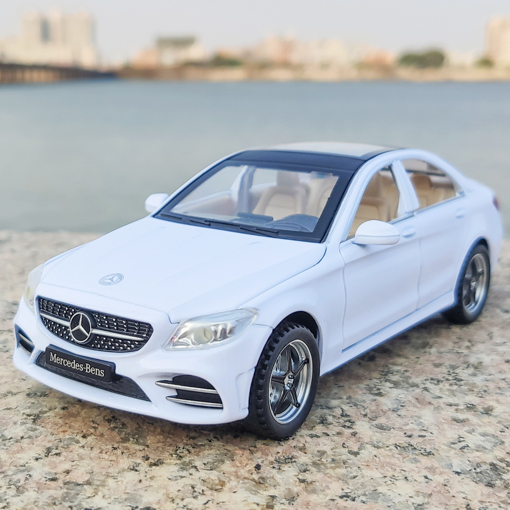 奔驰c260l仿真合金车1:32带灯光音效回力模型车儿童礼品摆件批发
