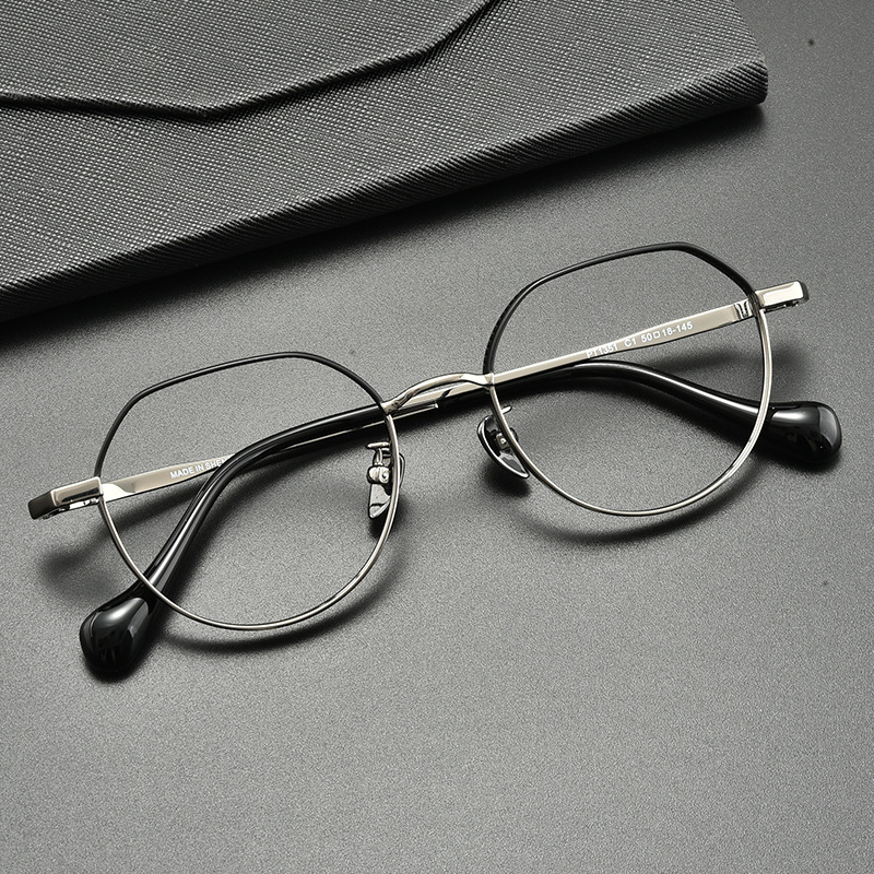 日本设计师款复古手工纯钛眼镜框男女全框眼睛框架可配近视-阿里巴巴