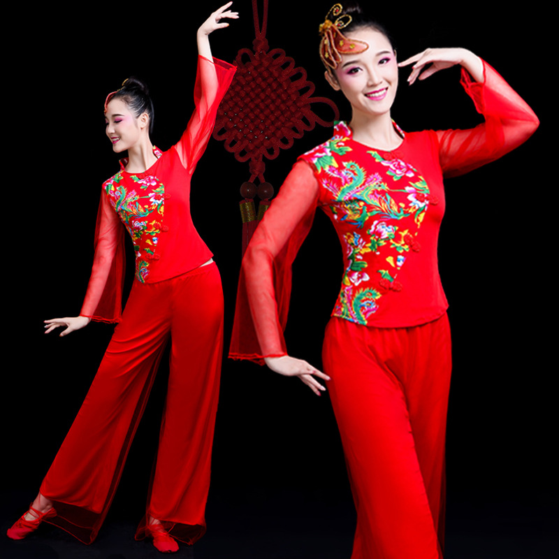 秧歌服演出服新款腰鼓喜庆广场舞扇子舞伞舞舞蹈中老年服装套装女
