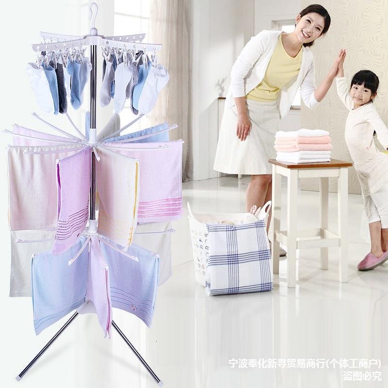 批发落地晾衣架简易单杆毛巾架折叠移动阳台挂衣架室内晒衣服架子