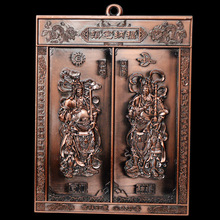 日月门神挂牌铜雕刻门贴精雕摆件锦囊大门入户门挂件