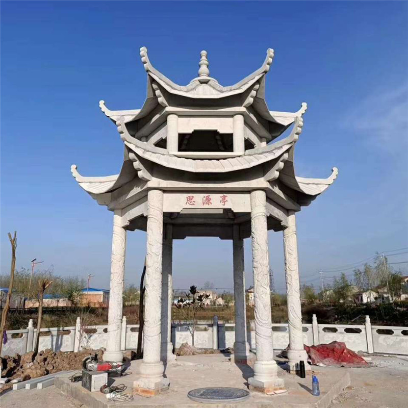 供应花岗岩六角石亭子户外双层六角大理石仿古石亭子定做-报价