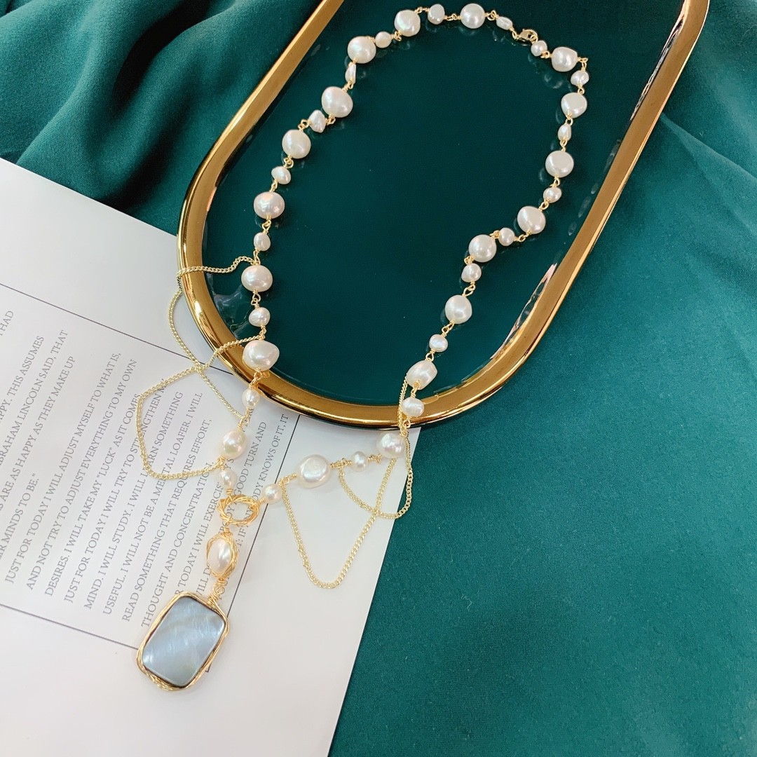 珍珠鲍鱼贝项链复古风饰品批发