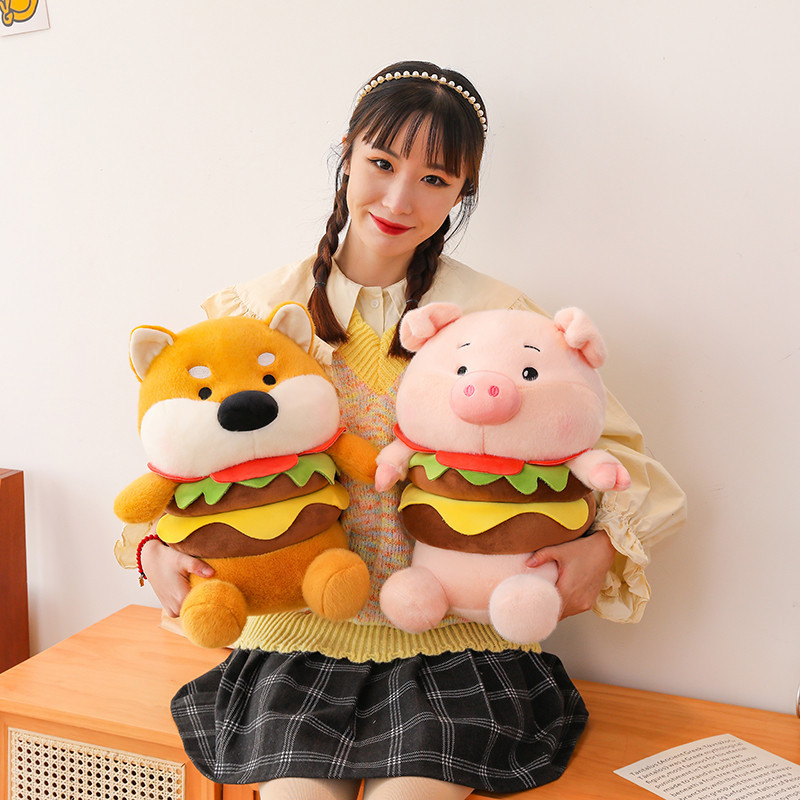 Hamburger Transformation Pig Doll Dog Plush Toy Puppy Doll Hamburger Pillow Cute Creative Birthday Gift