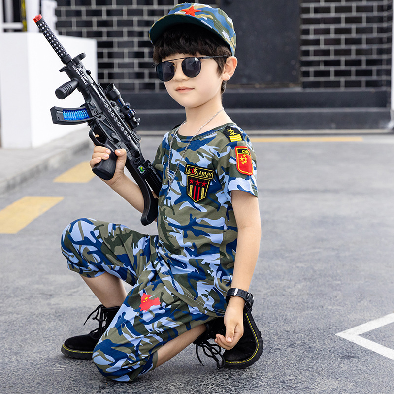 男童迷彩海军套装幼儿园军训服小孩军装夏季六一表演服吃鸡服薄款
