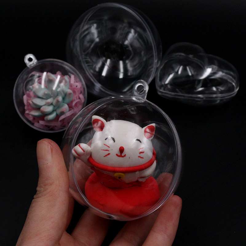 透明球钥匙扣材料包亚克力圆形圣诞爱心球粘土雪花泥展示球