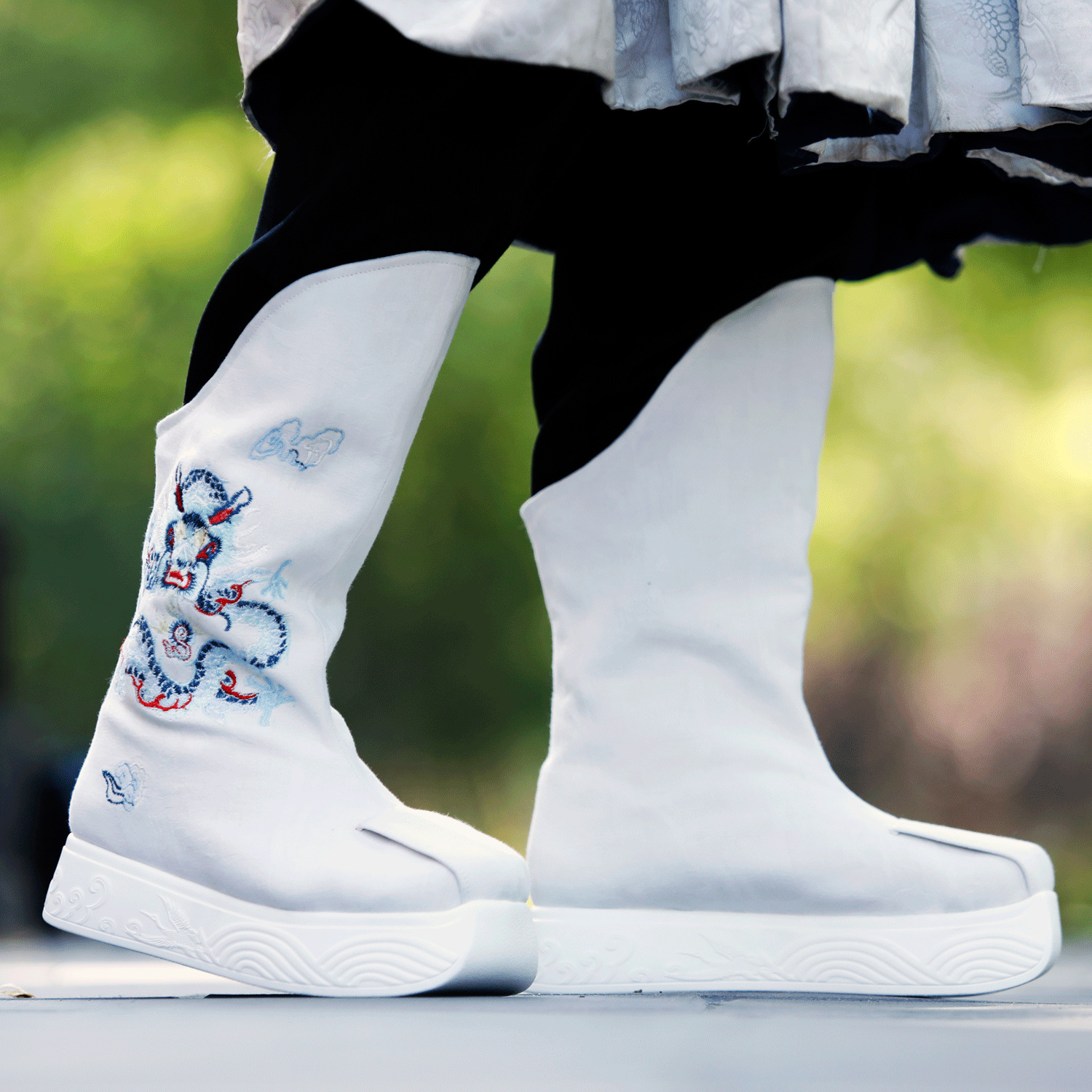 秋冬古装古风汉服鞋男女内增高白皂靴宋明制厚底武侠服古代朝靴子