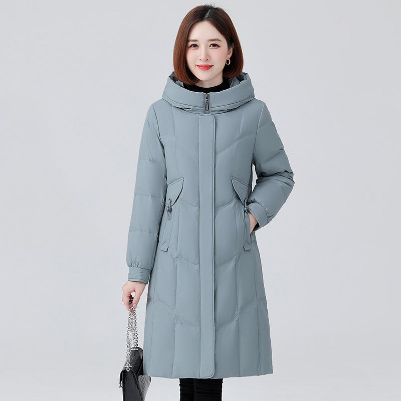专柜正品羽绒服女2024冬季时尚优雅气质女装保暖白鸭绒中长款外套