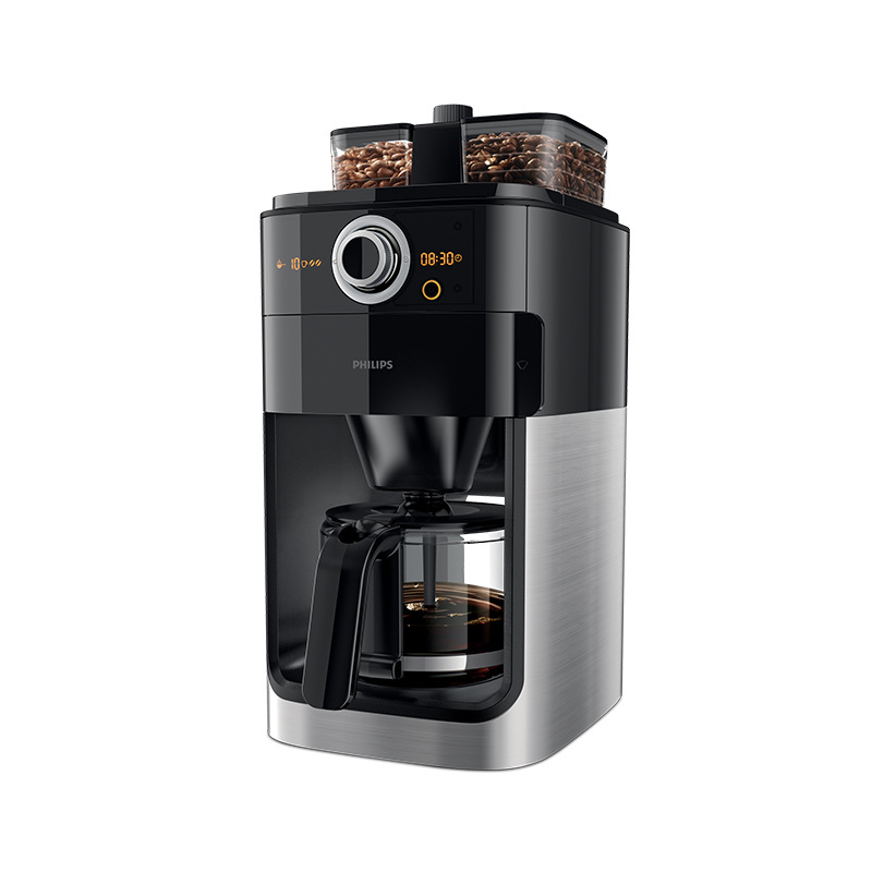 适用飞利浦美式咖啡机家用磨豆机双豆槽自动清洗咖啡壶hd7762/50