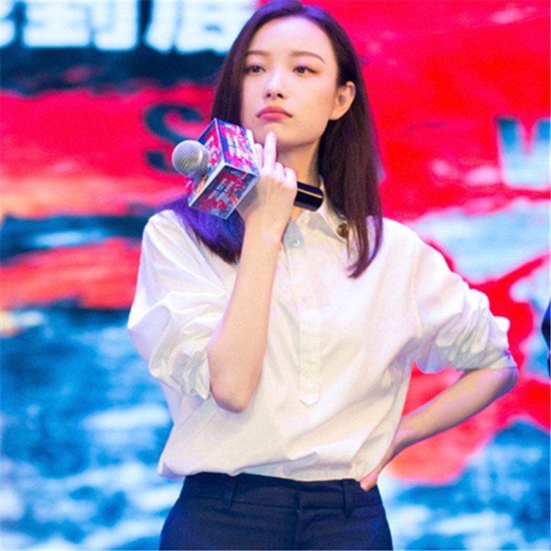 流金岁月倪妮朱锁锁明星同款ol长袖衬衫气质时尚洋气上衣服女白色