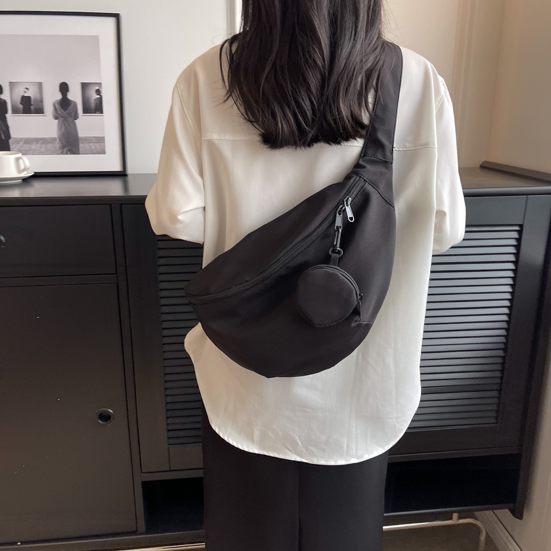 Cross-Border New Arrival Women's 2024 Korean-Style Shoulder Crossbody Bag Waist Bag Nylon Bag Street Fashion Vintage Bag Dumpling Bag women bag