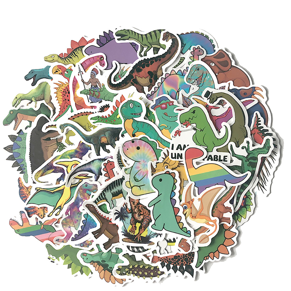 50张恐龙系列 涂鸦贴纸彩色卡通 霸王龙贴画笔记本手机