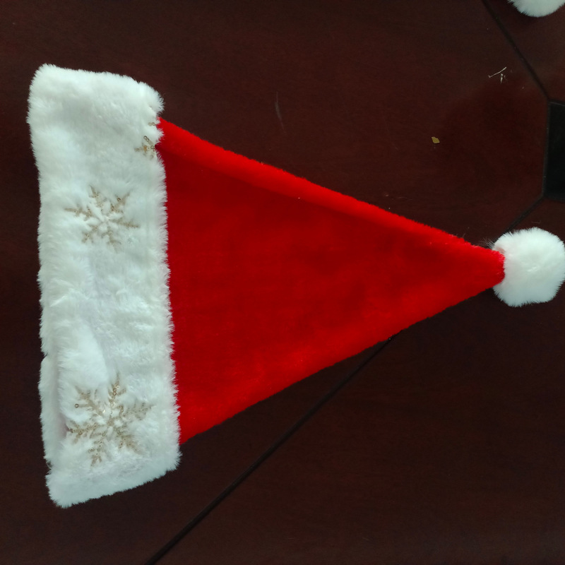 Hot Sale Christmas Decorations Red Adult and Children plus-Sized Thickened and Densely Woven Plush Christmas Hat Wholesale