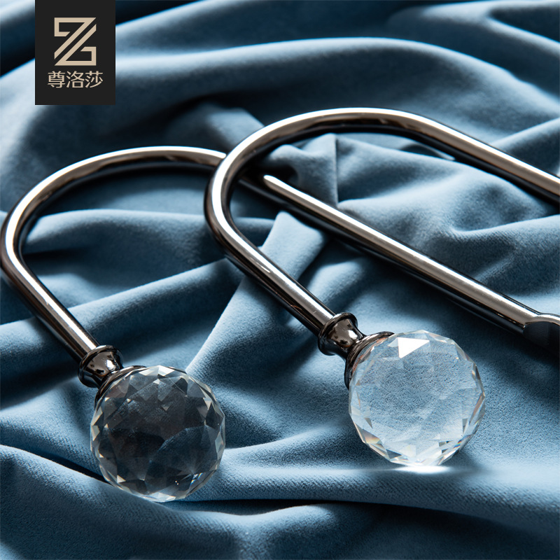 窗帘墙钩轻奢现代简约u形钩子锌合金水晶窗帘扣壁钩u型挂钩