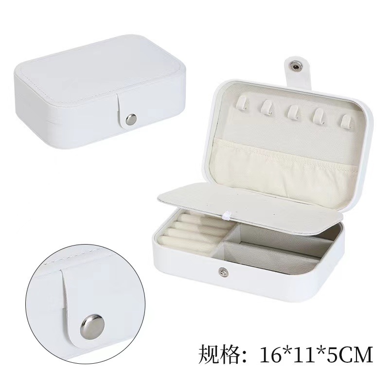 New Double-Layer Convenient Jewelry Box Ear Stud Necklace Ring Storage Box Pu Leather Multi-Functional Jewelry Box Spot