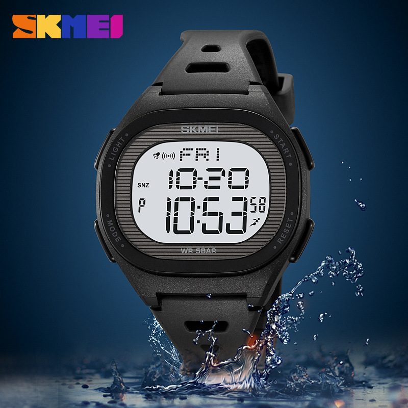 时刻美学生运动潮流双时间手表休闲多功能胶带防水外贸热销电子表