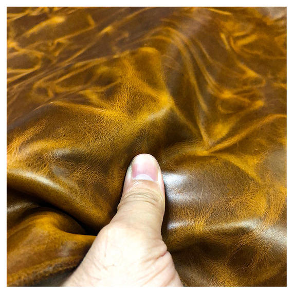 头层牛皮变色植鞣革 树膏皮油蜡双色真皮皮料 箱包鞋手工diy皮料