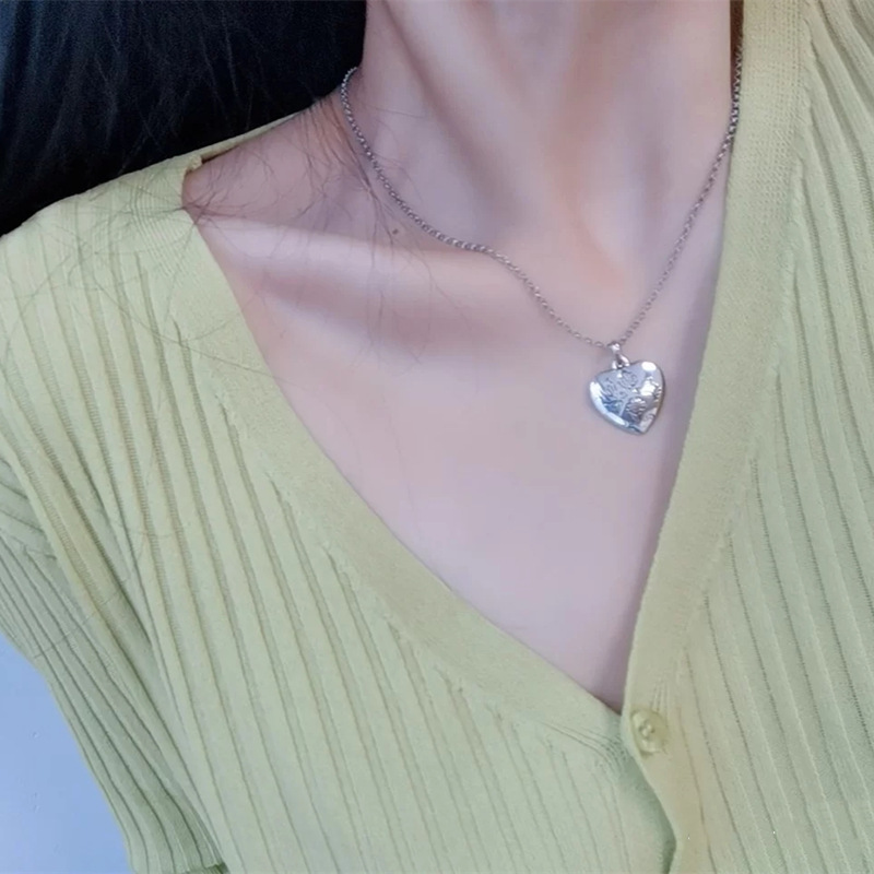 古奇家925银blindfor love爱无畏爱心吊坠项链男女同款情侣毛衣链