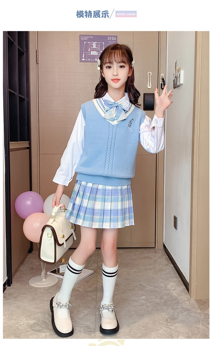 女童jk套装制服裙春秋6学院风8洋气9开衫外套10岁女孩三件套