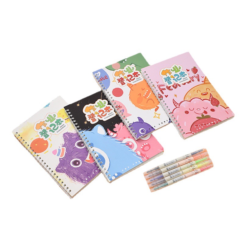 Elementary School Student Exercise Book Class Assignment Registration Book A5 Cartoon Extra Thick Coil Notebook Home Exercise Book Wholesale