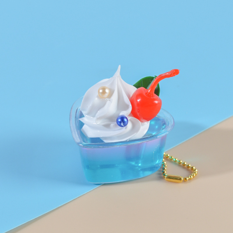 Simulation Yogurt Cream Ice Cream Sundae Glass Pendant Internet Celebrity Same Simulation Dessert Candy Toy Keychain Pendant