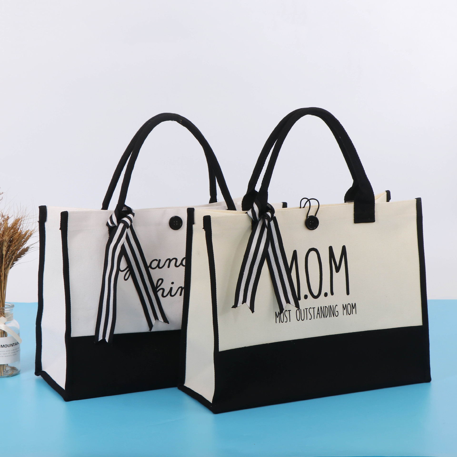 Fashion Simple Canvas Shoulder Cotton Bag Custom Large Capacity Printing Portable Shopping Bag Blank Thickened Canvas Bag