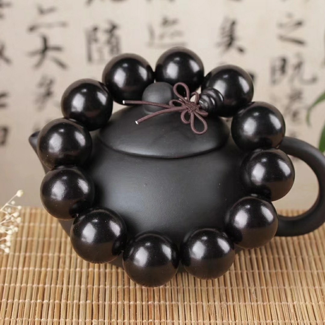 沉水料黑檀木圆珠手串2.0 佛事用品108颗男女款念珠 地摊直播供货