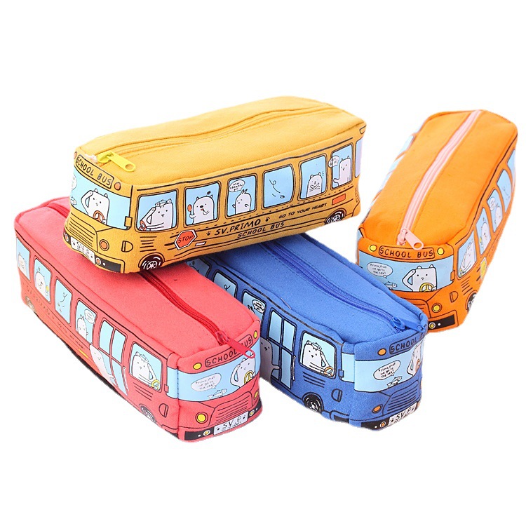 Creative Cartoon Large Capacity Bus Pencil Case Pencil Box Car Pencil Case Student Bus Pencil Case Cute Korean Style Pencil Case Pencil Case