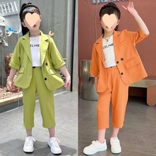 女童夏装西服三件套2024韩版夏季儿童新款洋气中大童爆款百搭套装