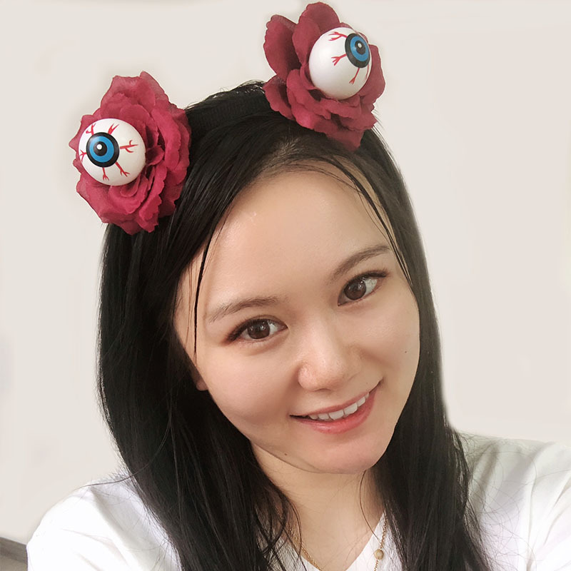 Zilin Cross-Border Holiday Party Funny Headdress Rose Eyeball Decorative Hair Bands Halloween Day of the Dead Headband