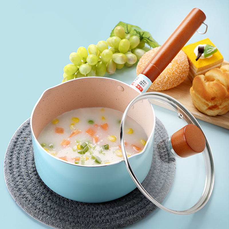 迷你小汤锅家用电磁炉婴儿热奶锅宝宝辅食锅不粘锅批发18cm