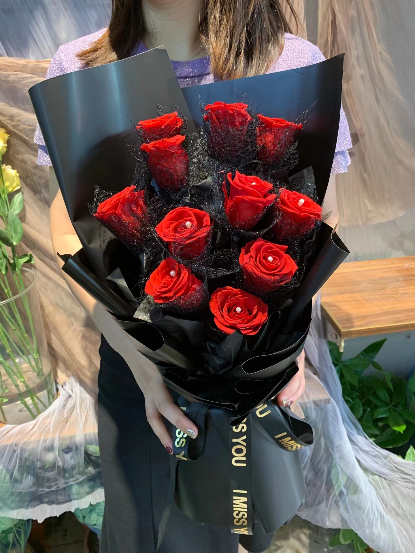 情人节创意礼物11朵玫瑰花七夕520礼物永生花一生一世玫瑰花花束