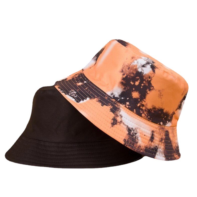 Cross-Border Double-Sided Tie-Dyed Fisherman Hat Men's and Women's Spring and Summer Korean Fashion Printed Sun Protection Hat Sun Hat Bucket Hat