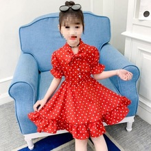 2024夏季新款韩版超洋气宝宝网红圆点单件雪纺裙夏款薄款公主裙