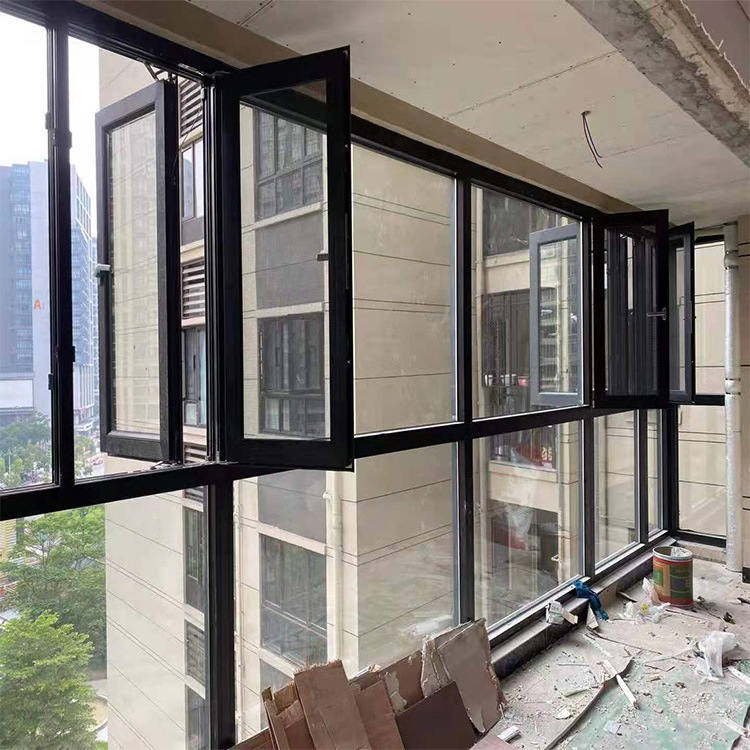 厂直销铝合金窗纱一体平开窗 铝封阳台卧室门窗 阳光房隔音平开窗
