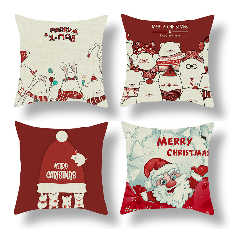 New Nordic Christmas Pillow Cover Snowman Santa Claus Peach Skin Fabric Pillow Sofa Bed Throw Pillowcase