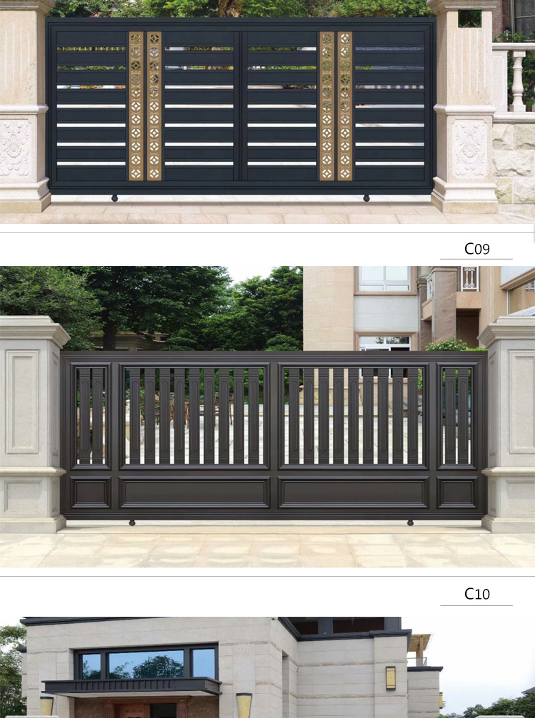 别墅电动庭院大门铝合金户外车库花园分段重叠平移推拉伸缩双开门