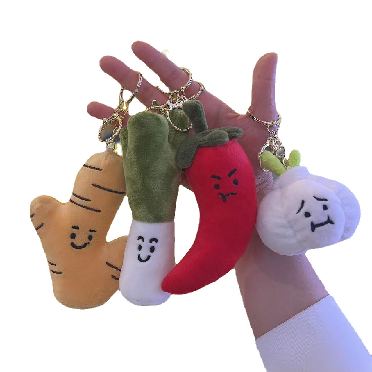 Tiktok Same Creative Cartoon Funny Garlic Green Chinese Onion Ginger Pepper Plush Hang Decorations Keychain Doll Plush Toys