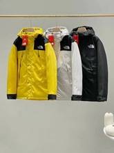 美版TNF1990户外工装风冲锋衣外套三防加厚连帽经典拼色羽绒服男