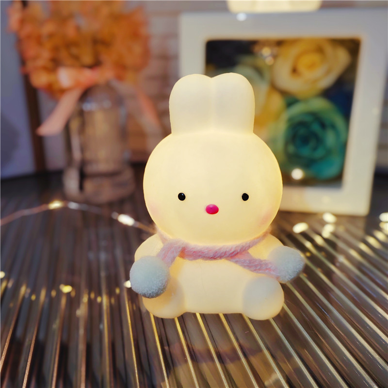 Creative Led Rabbit Nightlight Cartoon Cute Luminous Toy Birthday Gift with Hand Gift Night Market Stall Hot Sale