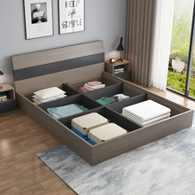 床现代简约1.8米板式床榻榻米实双人木床1.5主卧经济型高箱储物床