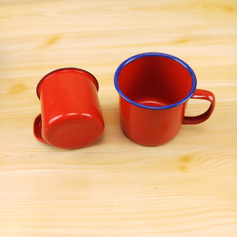 搪瓷杯子批发红色搪瓷杯怀旧老式缸子9cm蛋糕盅铁茶缸子6cm圣诞杯