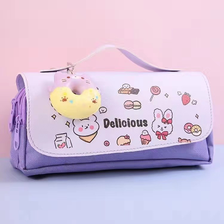 Online Celebrity Decompression Pencil Case Ins Japanese Cute Girl Primary School Student Junior High School Large Capacity Multifunctional Pencil Case Stationery Box