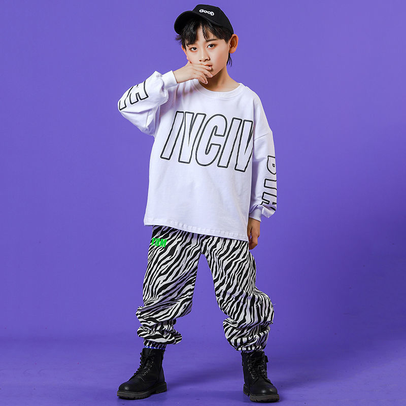 街舞套装男童嘻哈演出服儿童爵士舞服装女童hiphop走秀国潮表演服