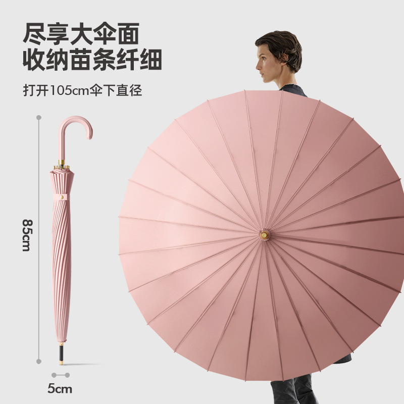 24 Framework Umbrella Blooming with Water Double Long Handle Straight Umbrella Vintage Gift Printing Advertising Umbrella Business Printing
