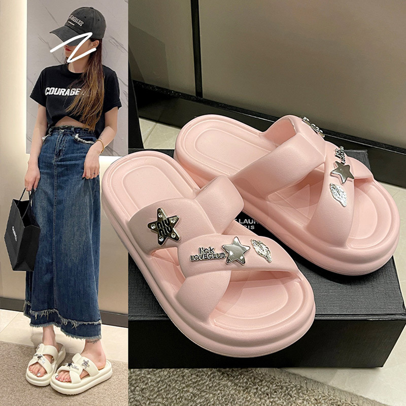 外穿拖鞋女夏新款eva软底双带一字拖凉鞋厚底透气逛街时尚凉拖鞋