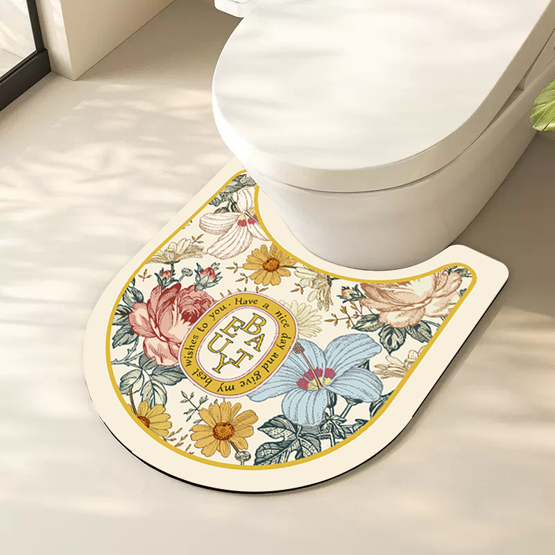 Light Luxury Bathroom Bathroom Entrance Floor Mat Absorbent Diatom Ooze Soft Mat Wash Basin Non-Slip Mat Toilet U-Shaped Floor Mat