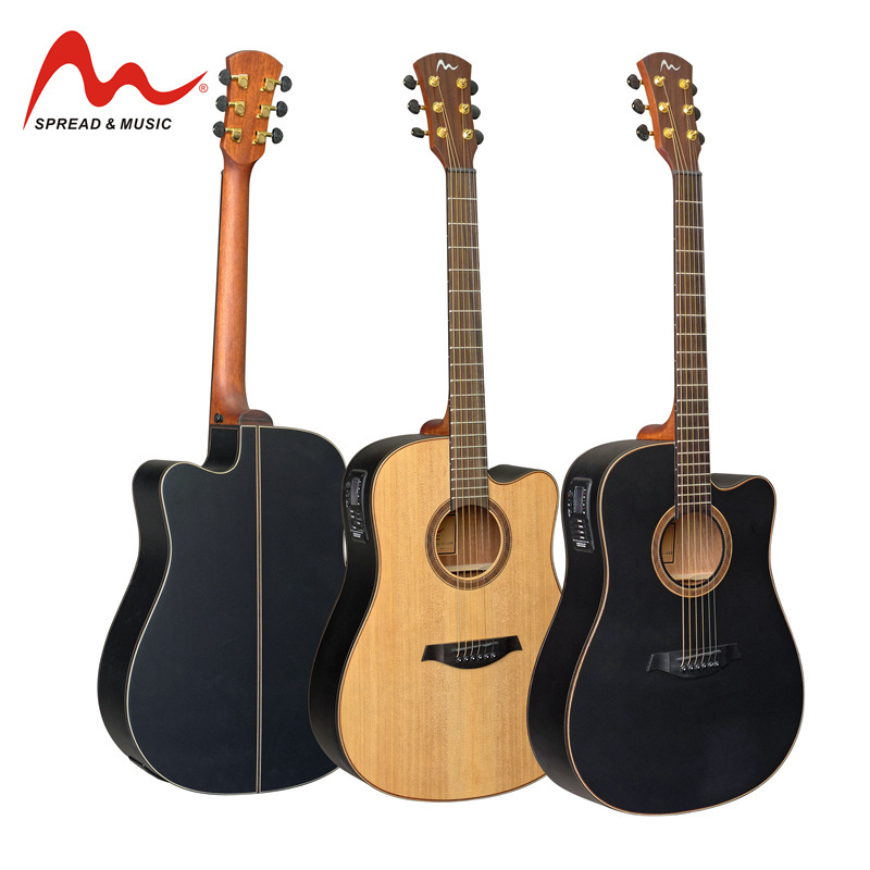 厂家直销货源电箱吉他初学者插电民谣吉他41寸学生云杉面板木吉他