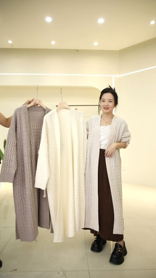 7060#g503-wpt4060(20羊绒)长款角花羊绒睡袍款针织衫开衫130